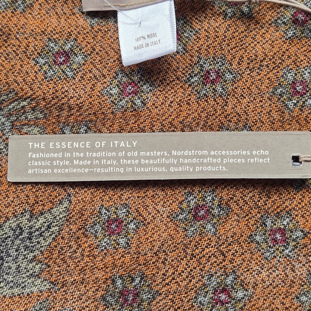 NWT Nordstrom's Wool Scarf Earth Tones Paisley Fall Colors - Picture 5 of 9